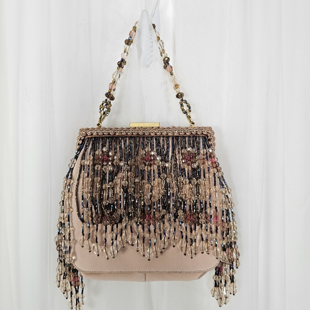 Vintage Nieman Marcus Upcycled By Swellegant Elegant Beaded Fringe Handbag